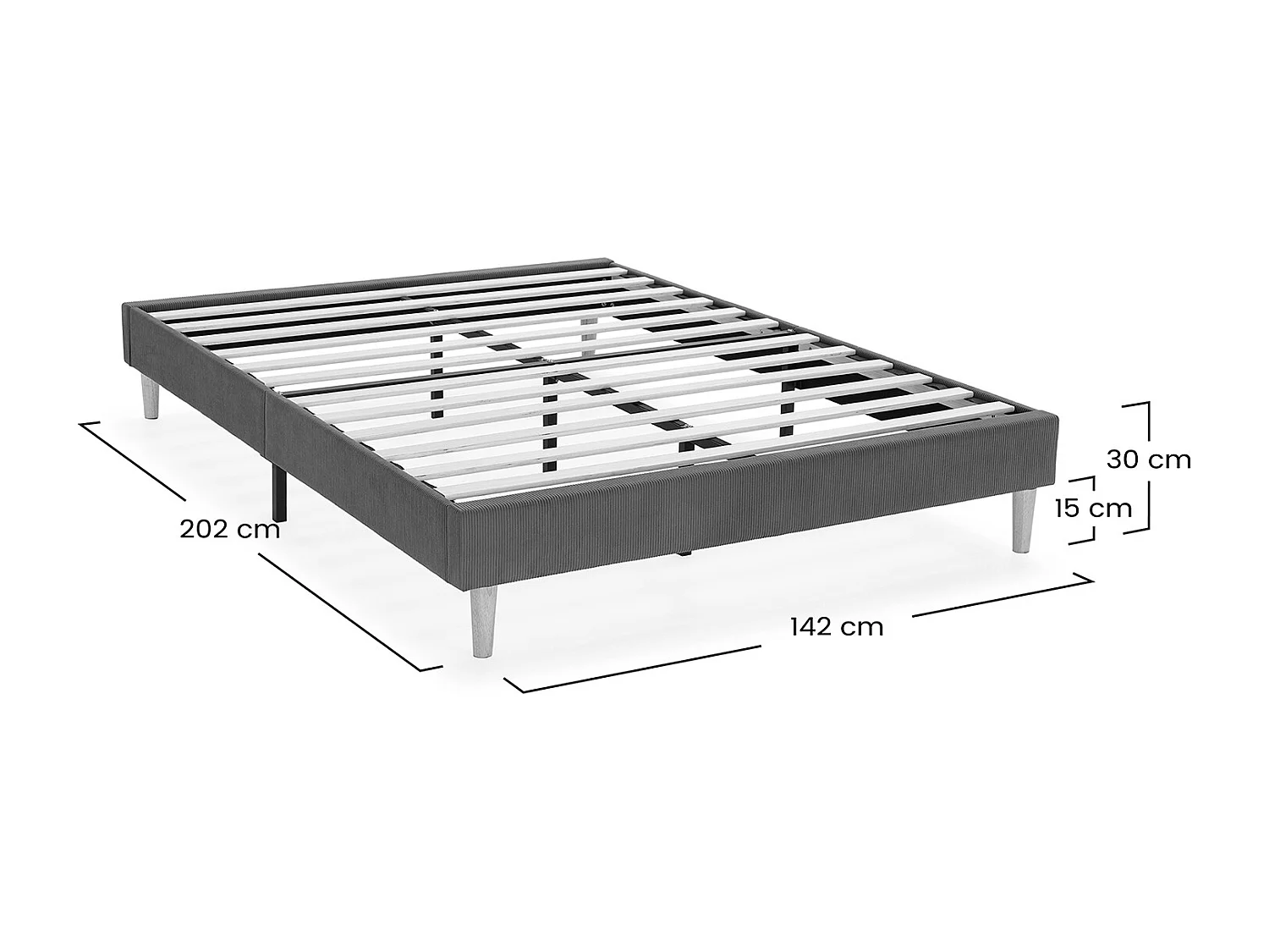 Base rembourrée Bari 140x200 cm Rouge