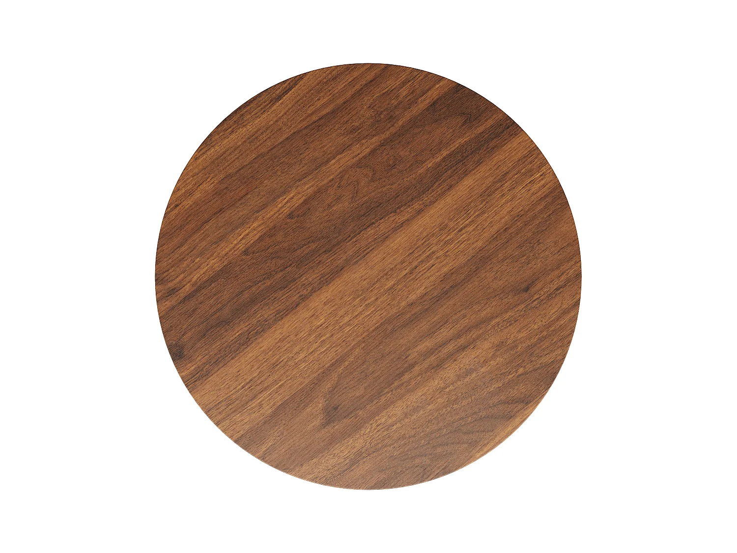 Table à manger ronde moderne (diamètre 80 cm), support métallique, plateau effet grain de bois, Marron