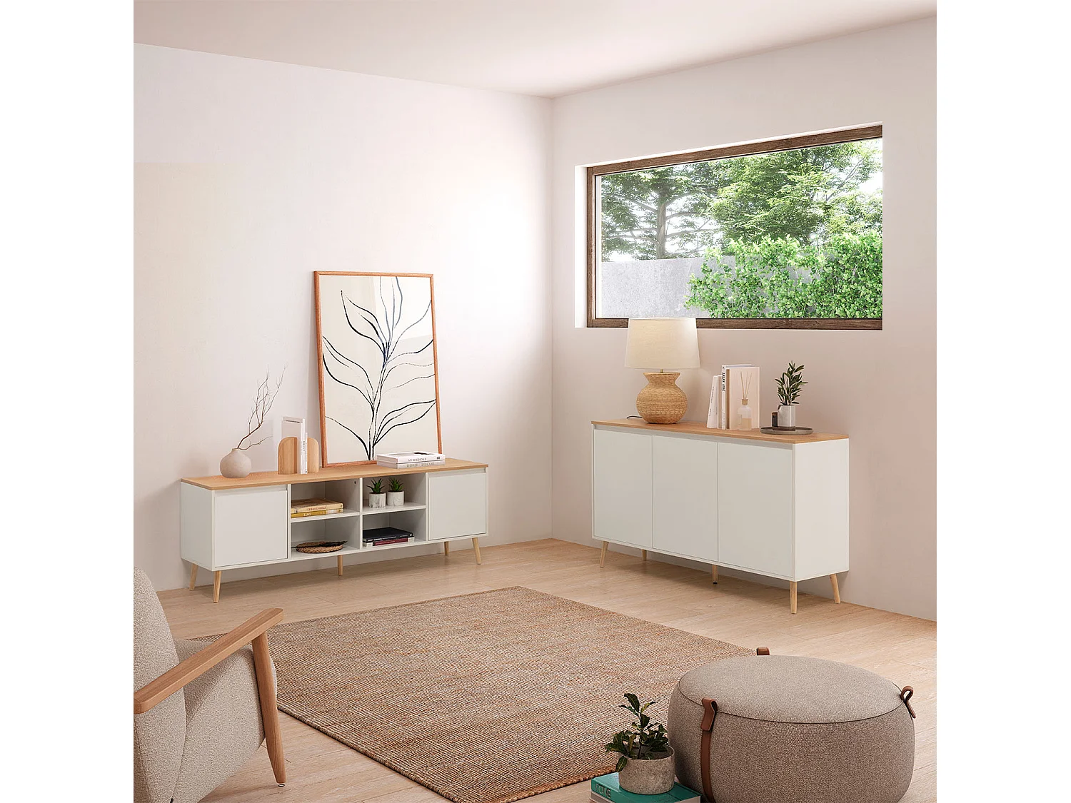 Buffet Desi 3 portes couleur Blanc