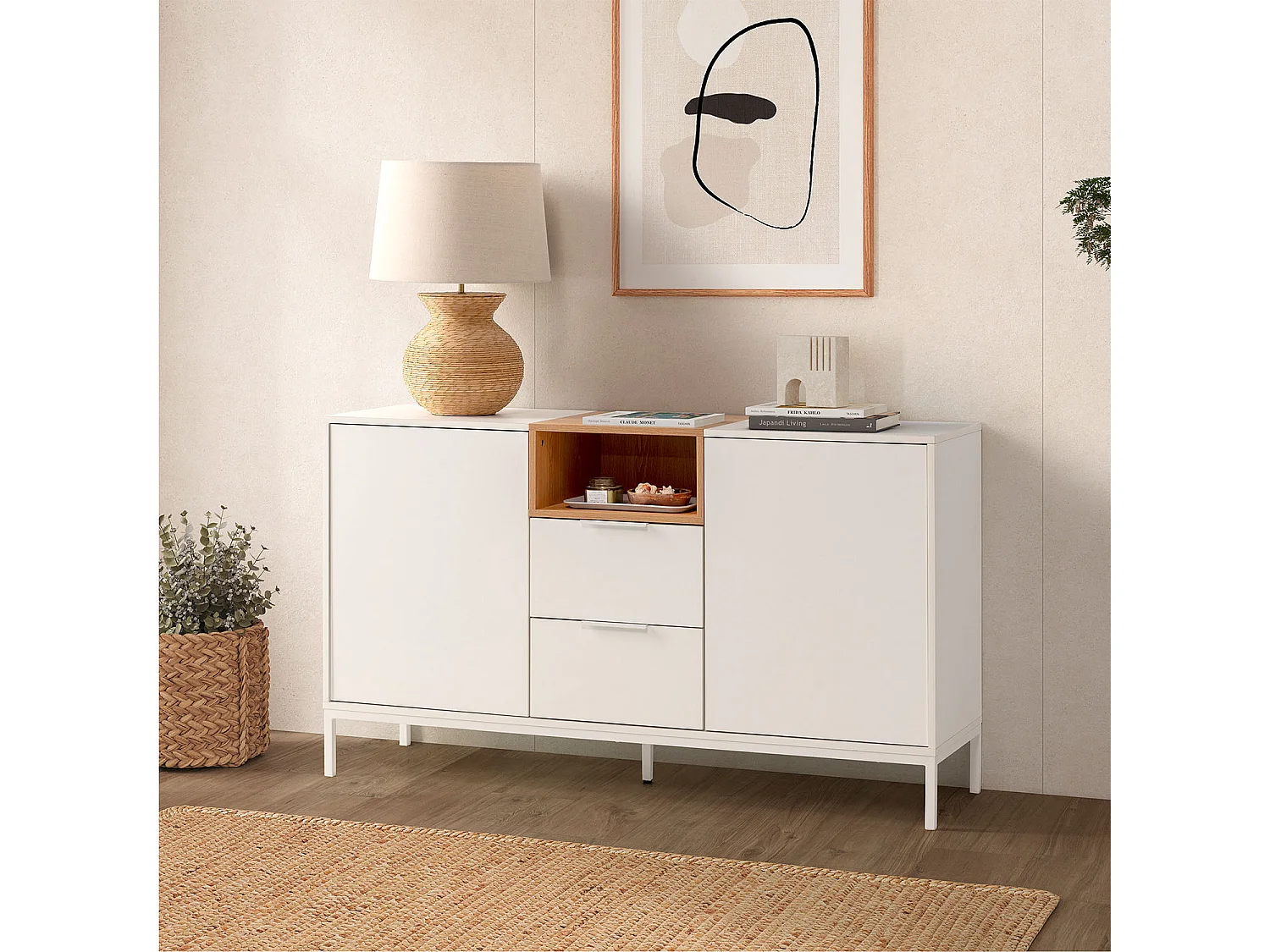 Sideboard Nieve 2 türen 2 schubladen Weiß