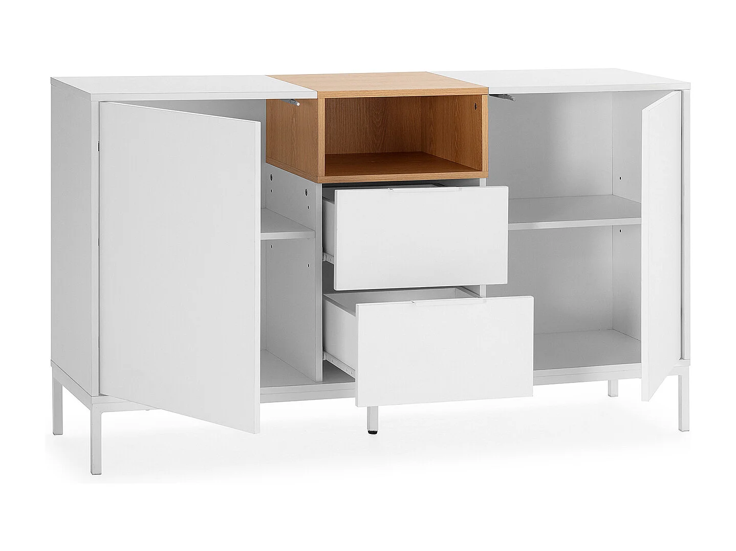 Sideboard Nieve 2 türen 2 schubladen Weiß