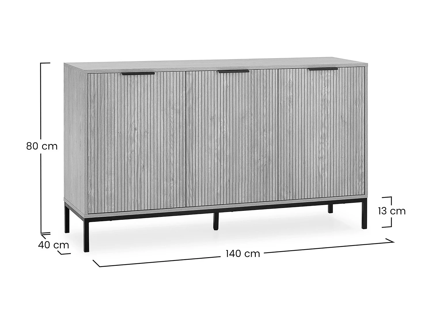 Sideboard Mónica 3 türen in Eichenfarbe
