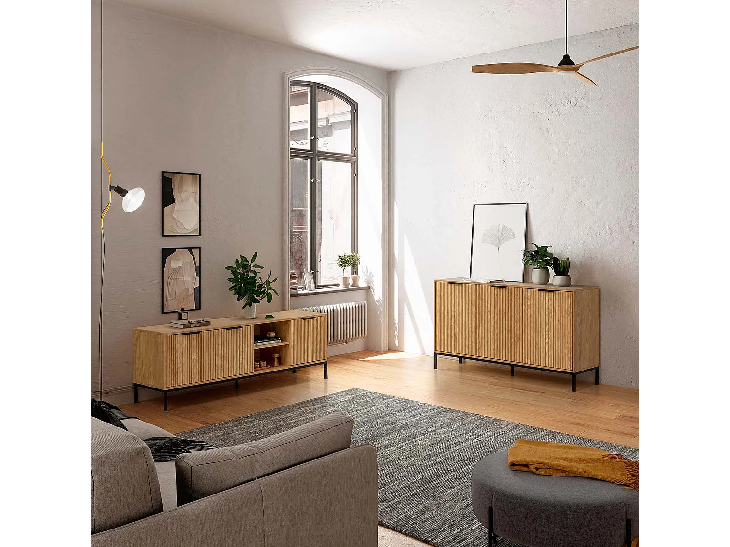 Sideboard Mónica 3 türen in Eichenfarbe