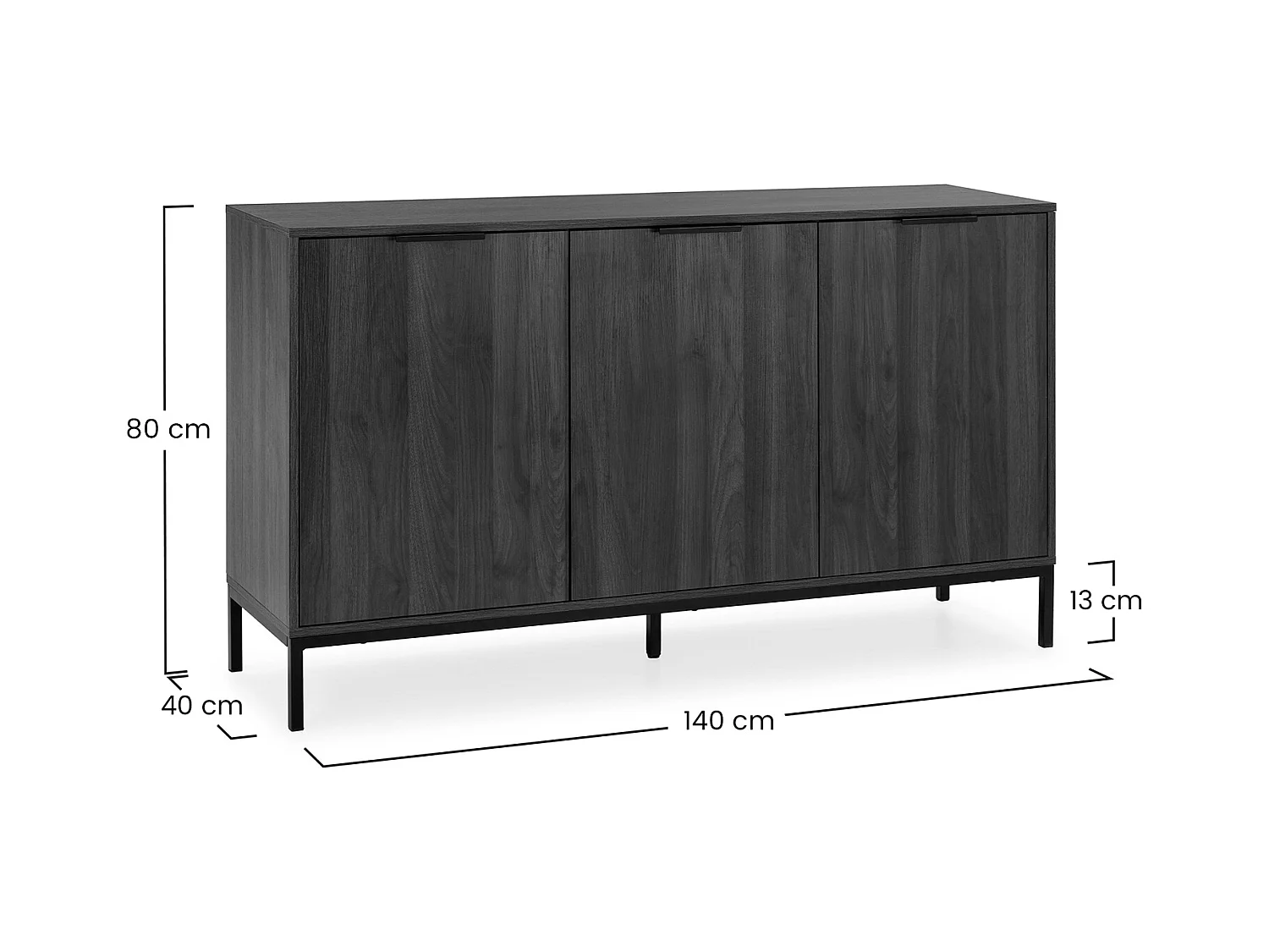 Buffet Auri 3 portes couleur Noyer