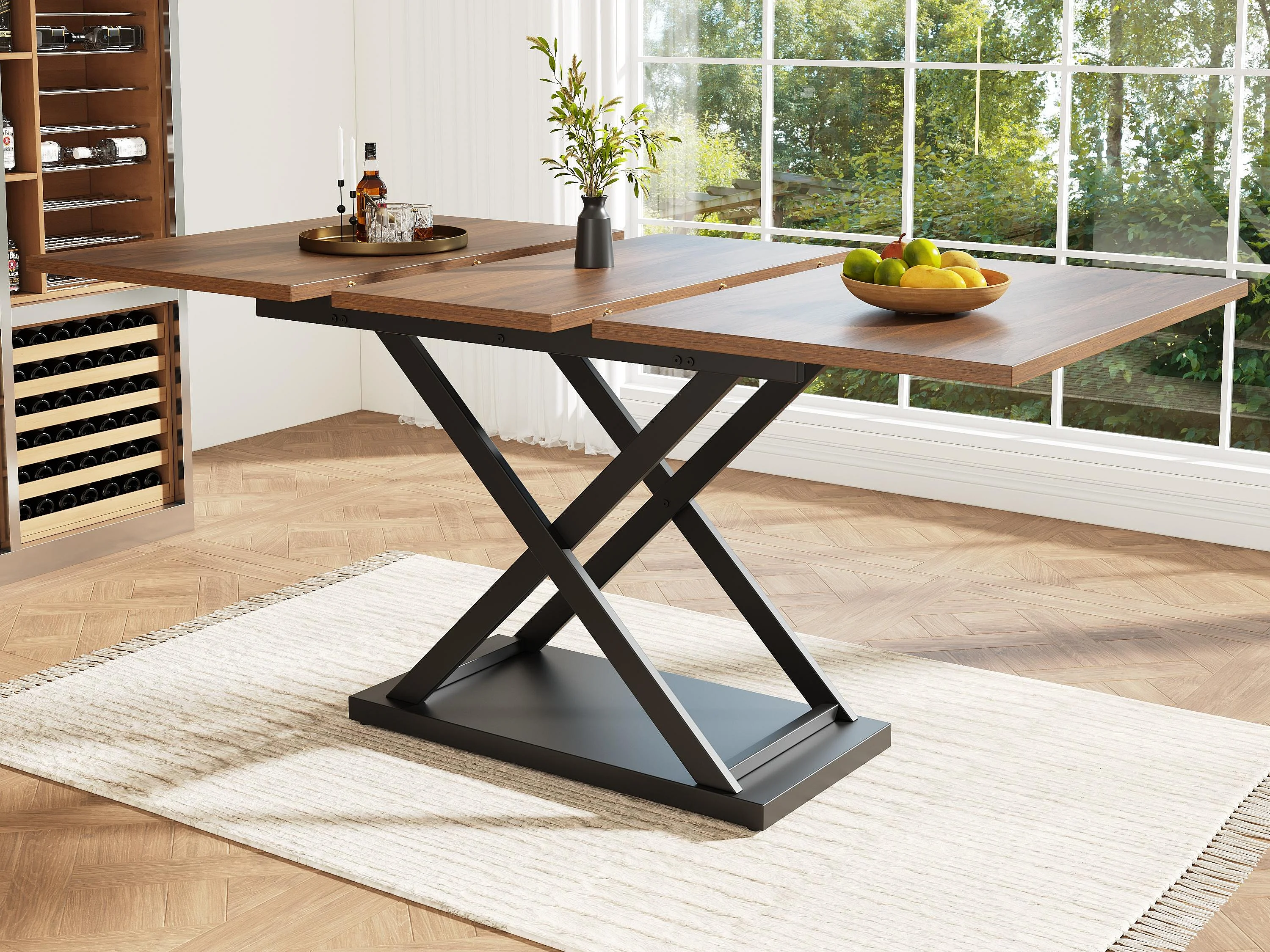 Levandeo Cesto Decorativo In Metallo E Legno Rame E Marrone - 26x12x26 Cm, Fruttiera Stile Industriale
