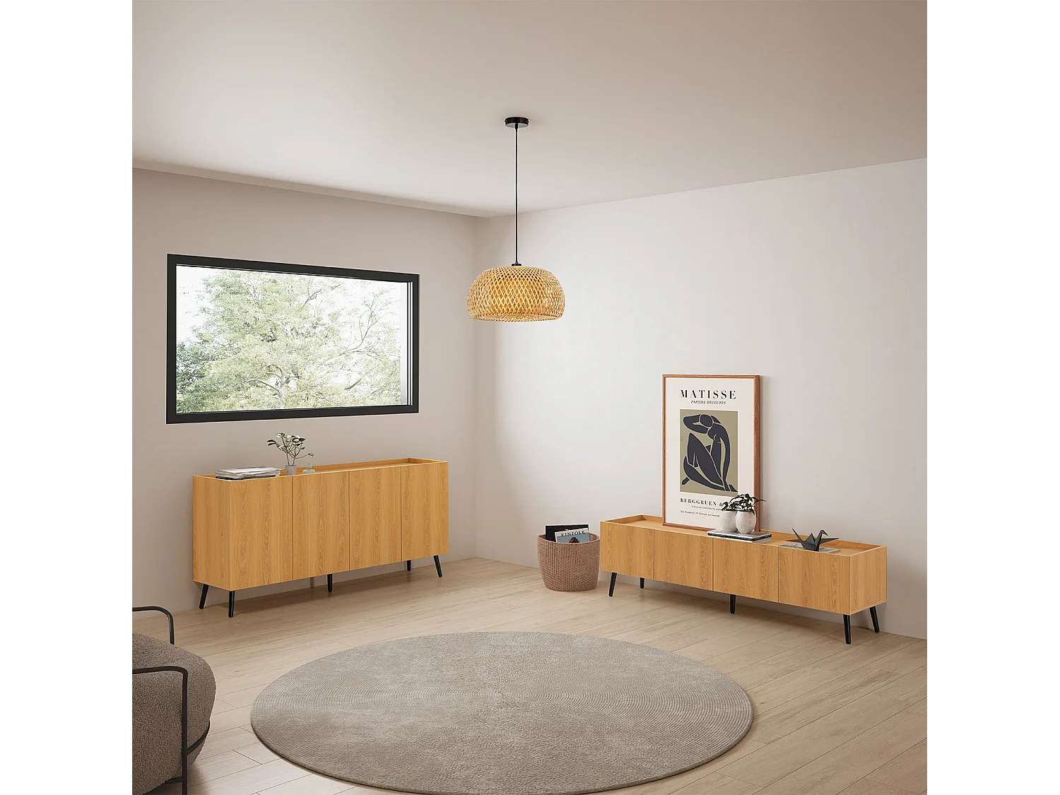 Sideboard Siren 4 türen Eichenfarbe