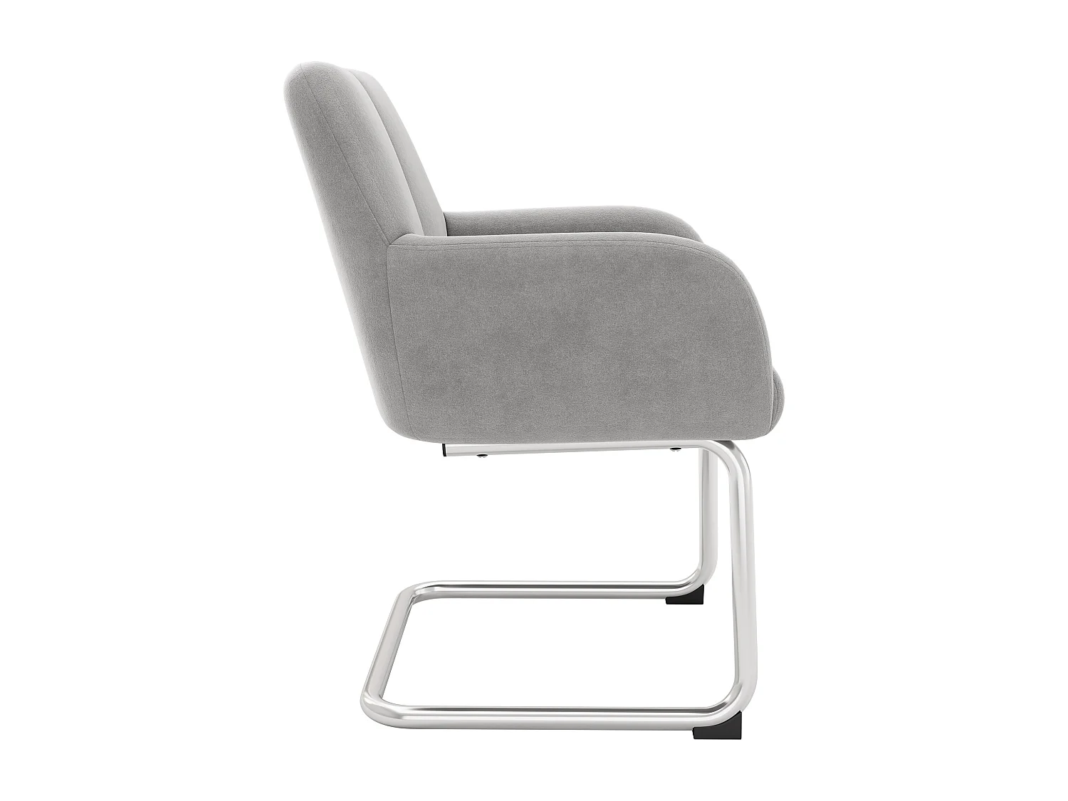 Lot de 4 Chaises cantilever recouvertes de velours - avec pieds en métal - Gris clair