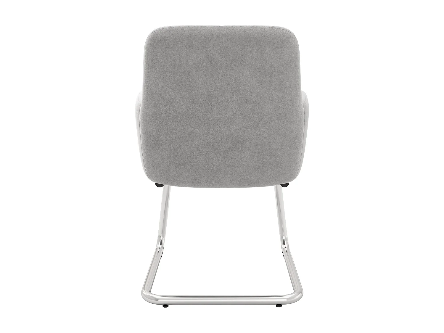 Lot de 4 Chaises cantilever recouvertes de velours - avec pieds en métal - Gris clair