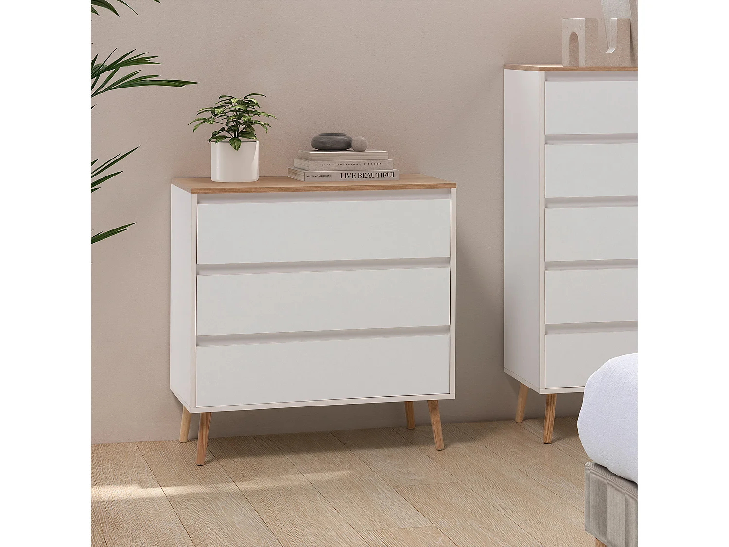 Kommode Desi 3 schubladen Weiß