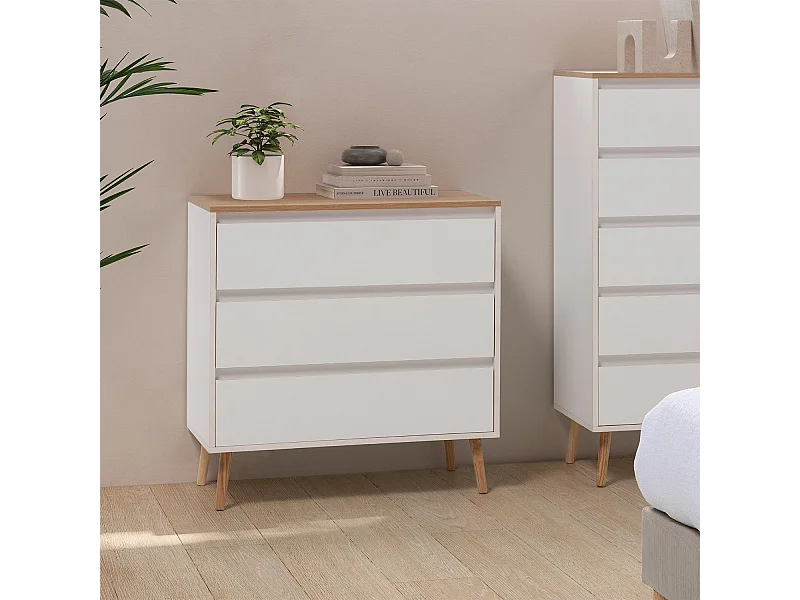 Cassettiera Desi 3 cassetti colore Bianco