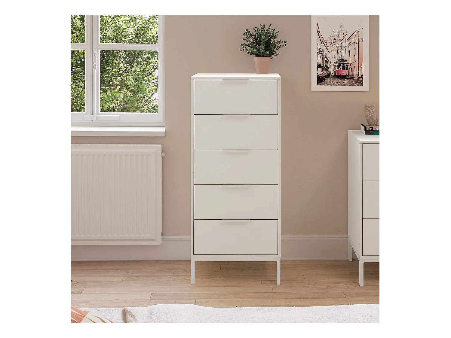 Hohe kommode Auri 5 schubladen Weiß