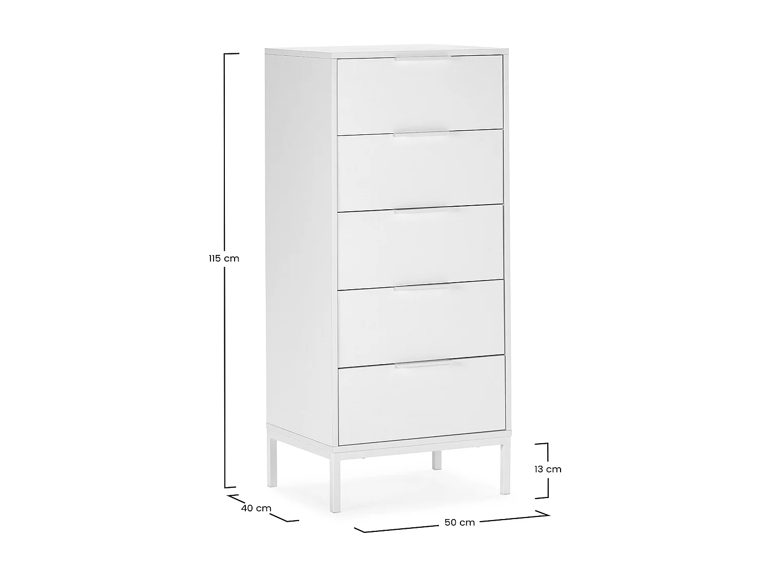 Cassettiera alta Auri 5 cassetti colore Bianco