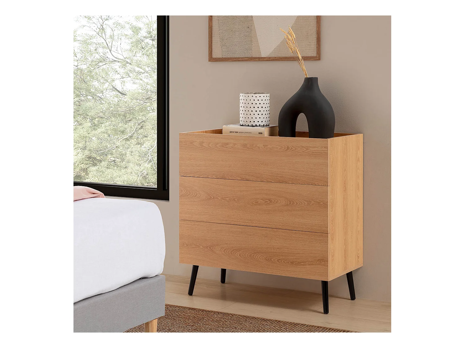 Kommode Siren 3 schubladen Eichenfarbe