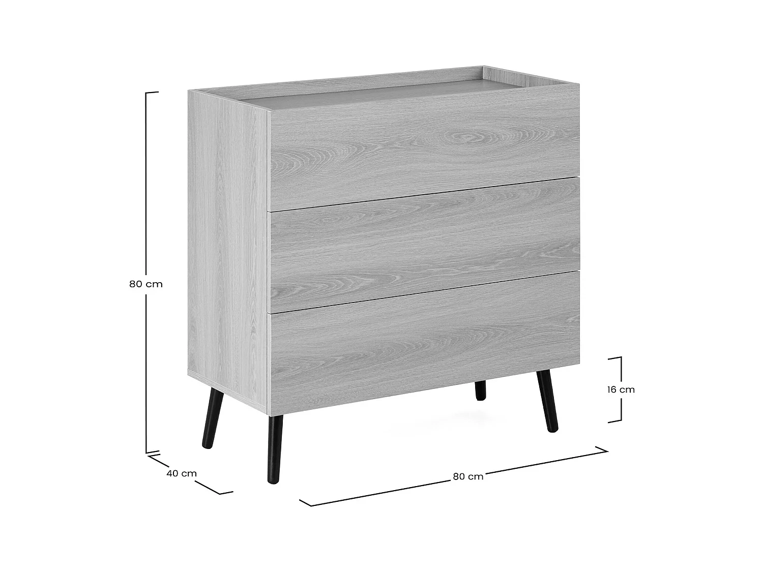 Kommode Siren 3 schubladen Eichenfarbe