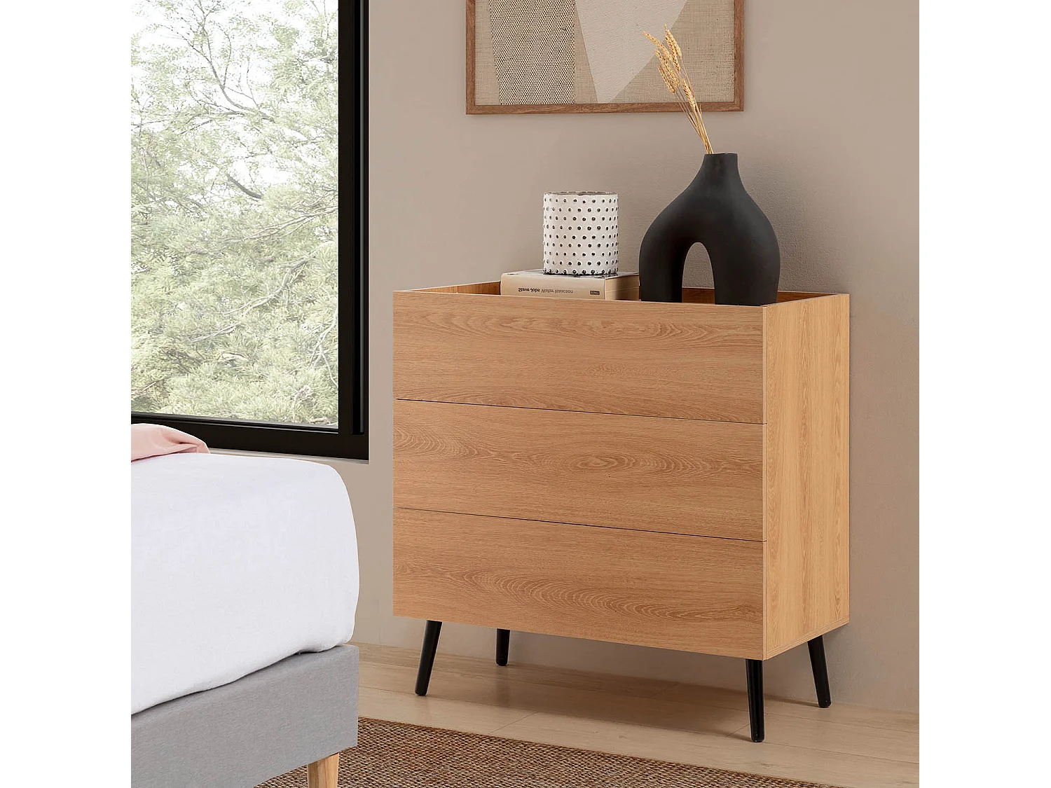 Kommode Siren 3 schubladen Eichenfarbe