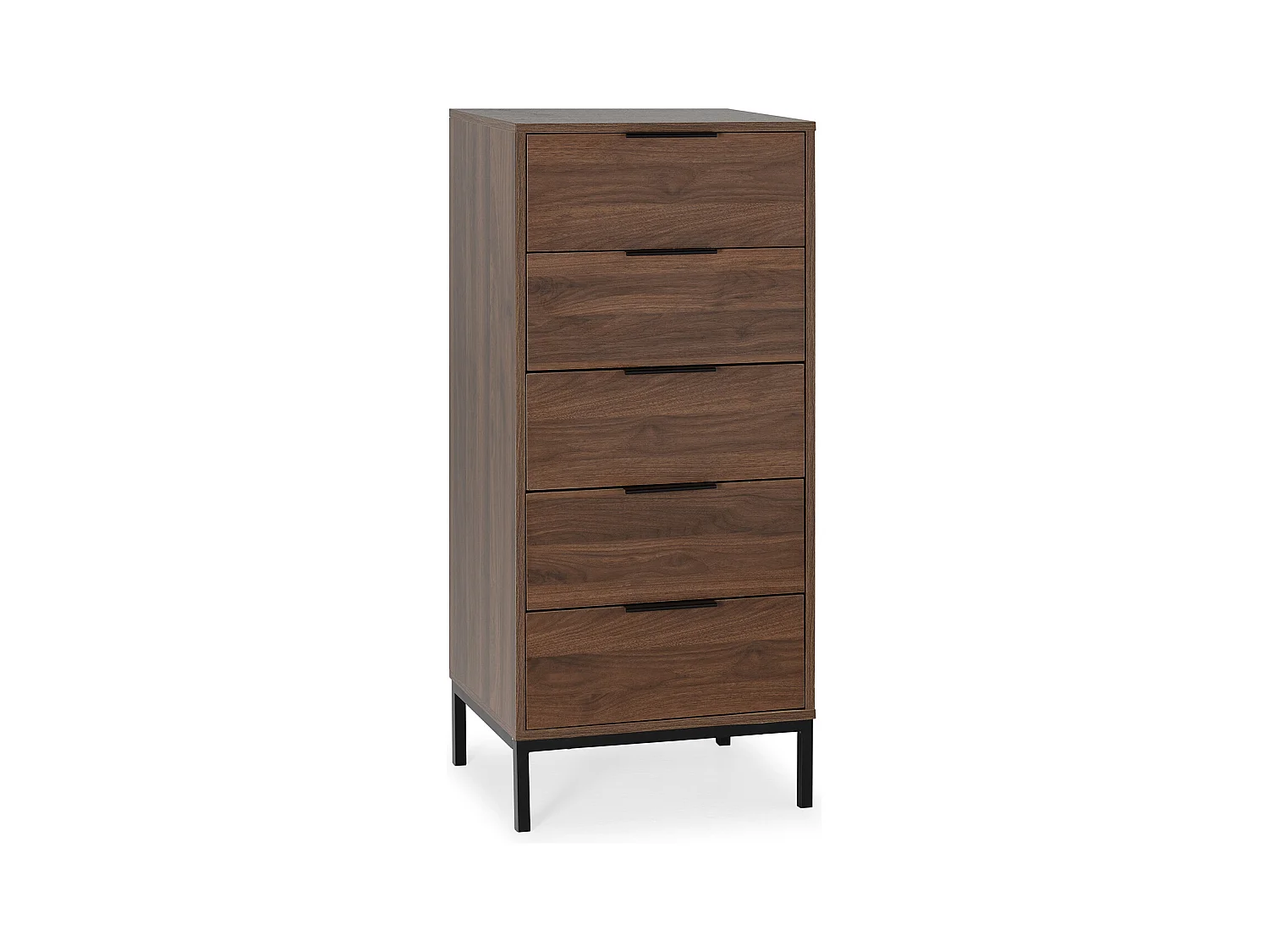 Commode haute Auri 5 tiroirs couleur Noyer