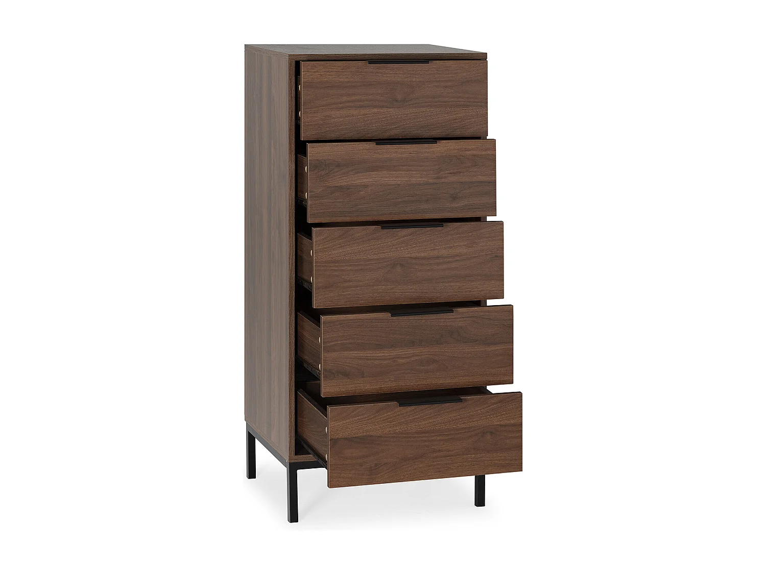 Hohe kommode Auri 5 schubladen Walnussfarbe
