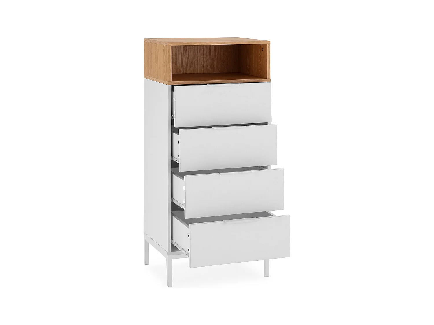 Hohe kommode Nieve 4 schubladen Weiß