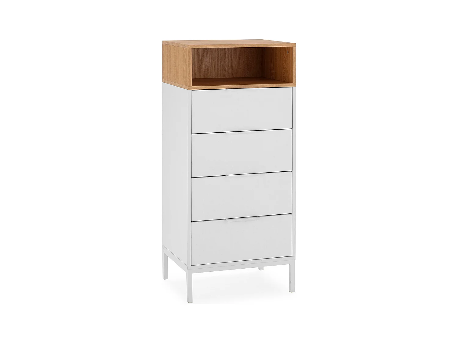 Commode haute Nieve 4 tiroirs couleur Blanc