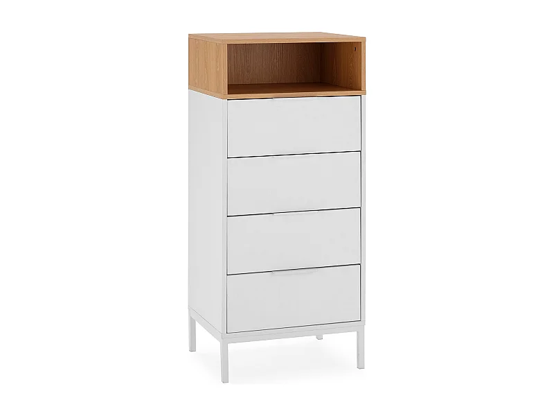 Commode haute Nieve 4 tiroirs couleur Blanc