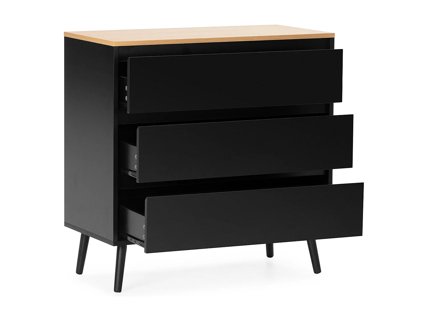 Kommode Desi 3 schubladen schwarze Farbe