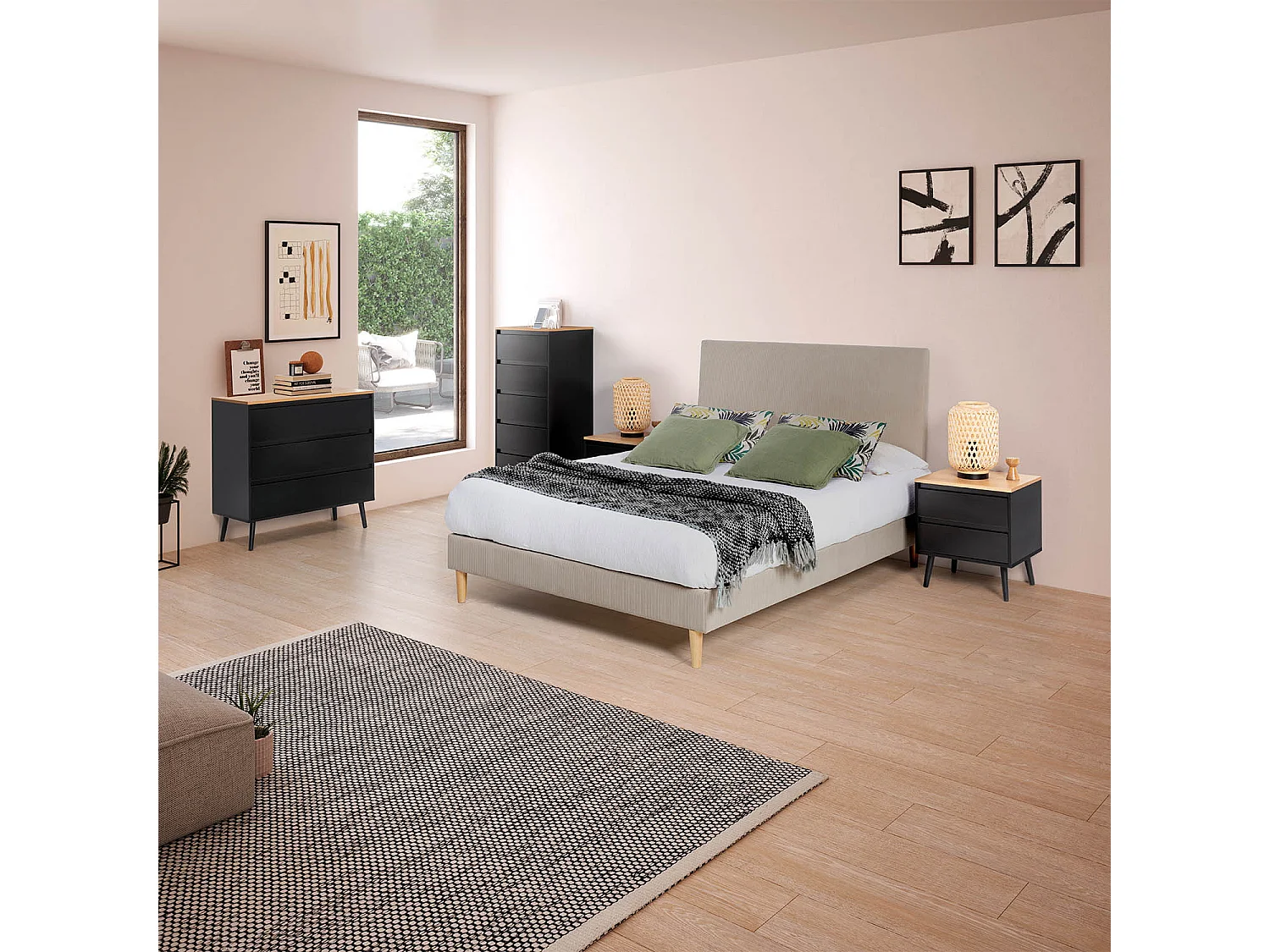 Kommode Desi 3 schubladen schwarze Farbe