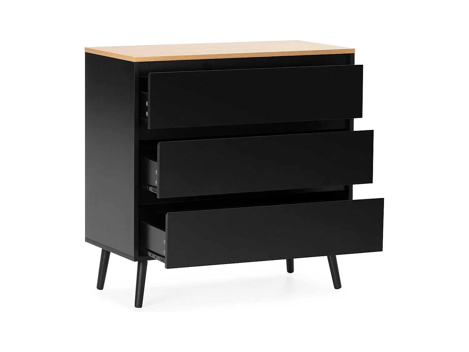 Cómoda de nocho Desi 3 cajones color Negro