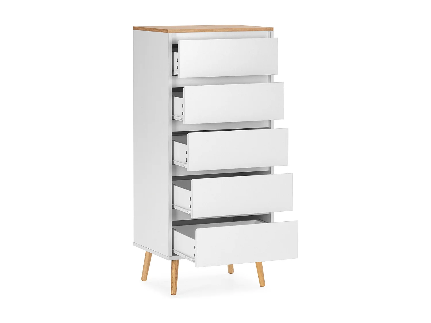 Commode haute Desi 5 tiroirs couleur Blanc