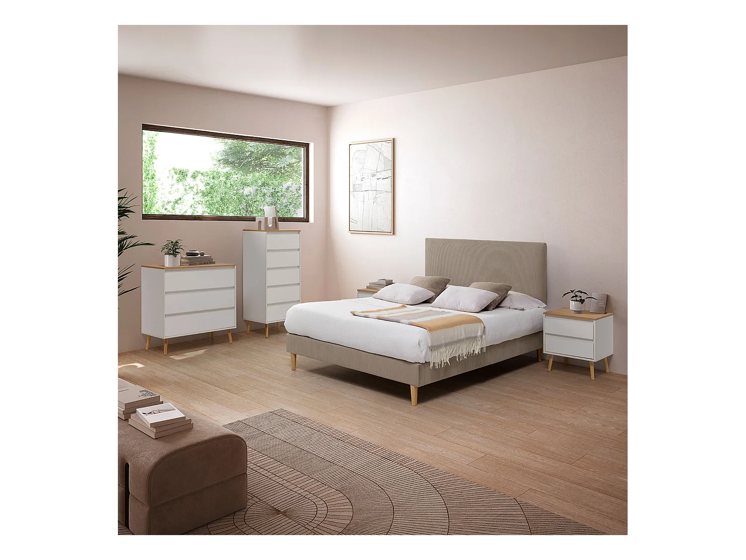 Cómoda alta Desi 5 cajones color Blanco