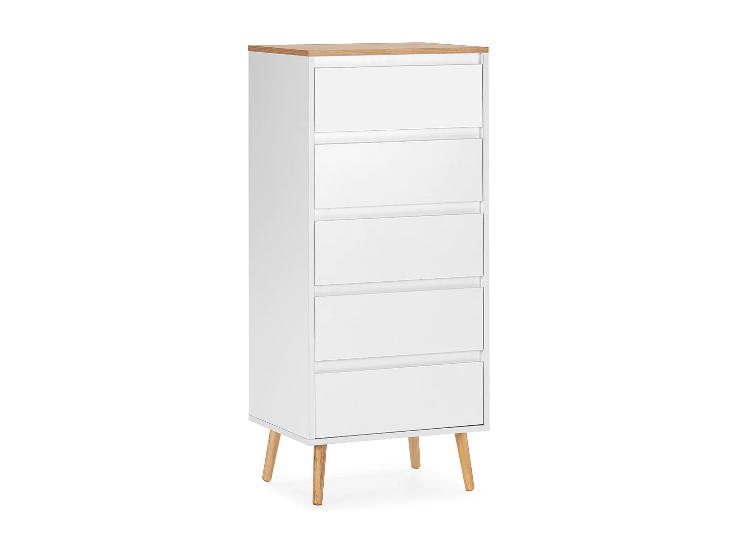 Commode haute Desi 5 tiroirs couleur Blanc