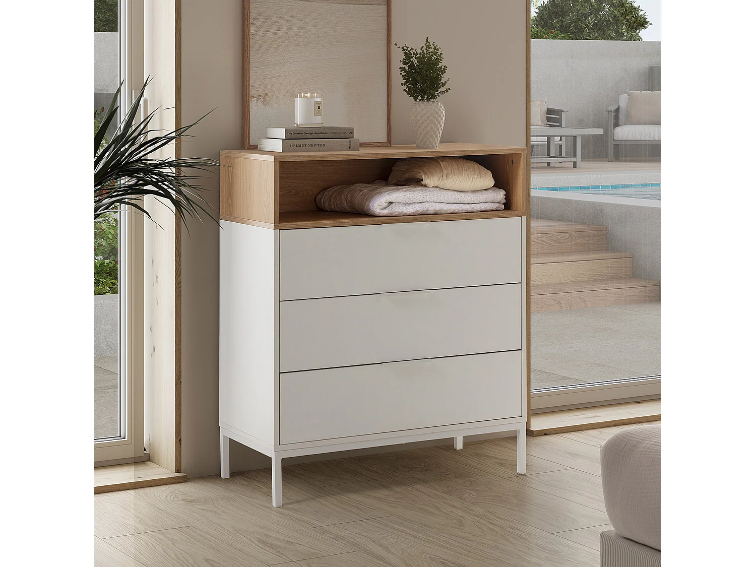 Commode Nieve 3 tiroirs couleur Blanc
