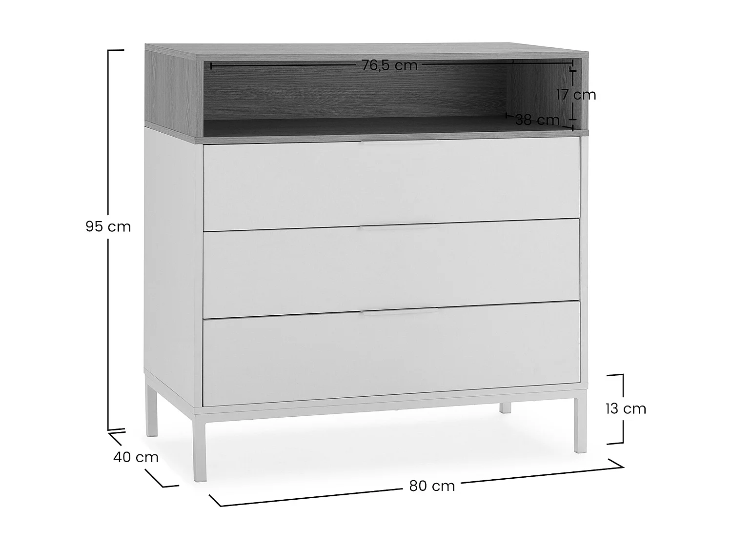 Commode Nieve 3 tiroirs couleur Blanc