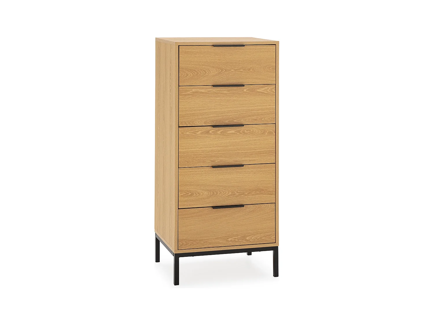 Commode haute Auri 5 tiroirs couleur Chêne