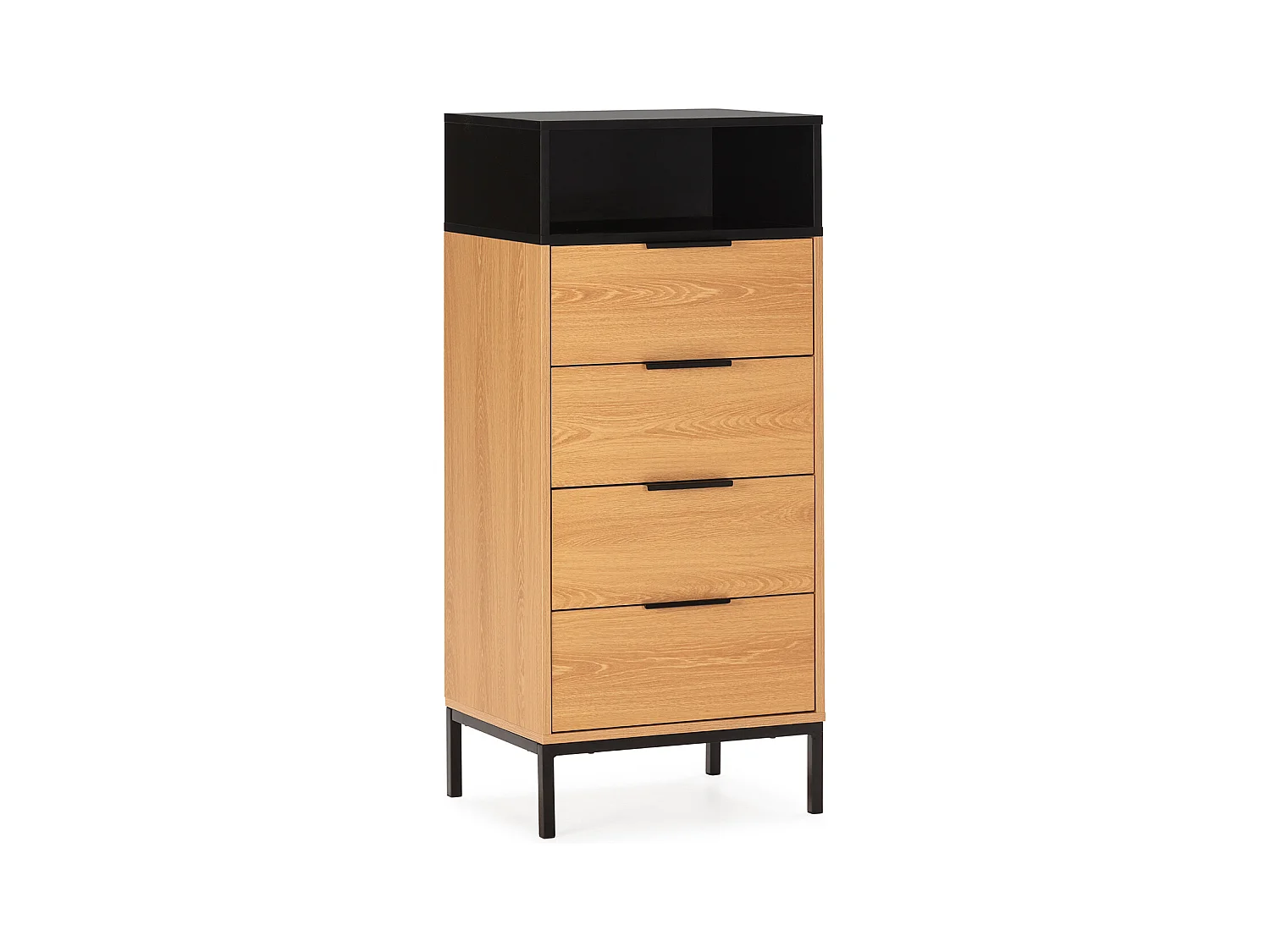 Commode haute Nieve 4 tiroirs couleur Chêne