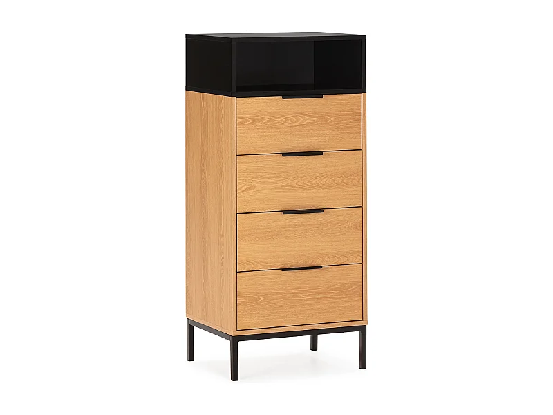 Commode haute Nieve 4 tiroirs couleur Chêne