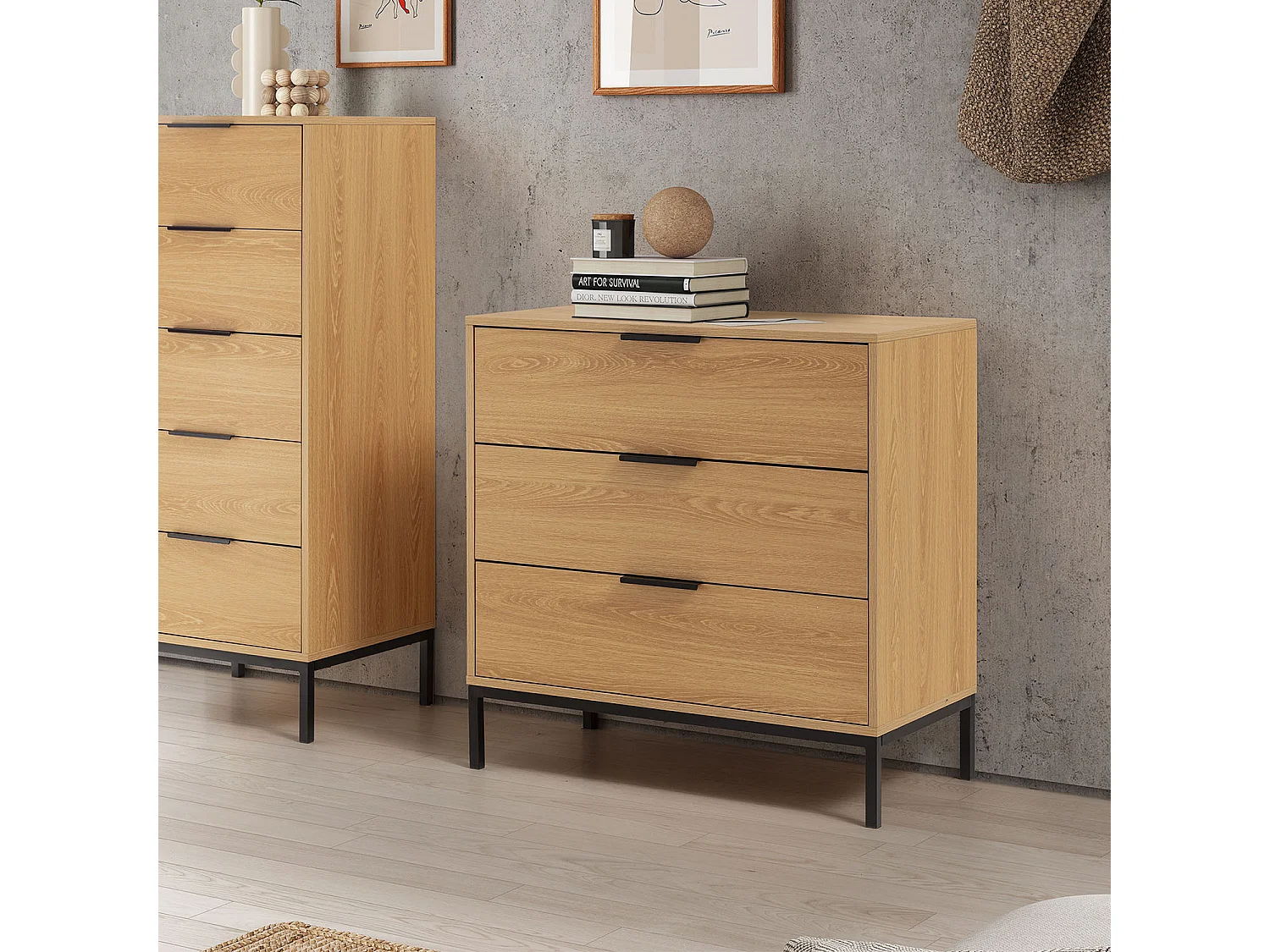 Kommode Auri 3 schubladen Eichenfarbe