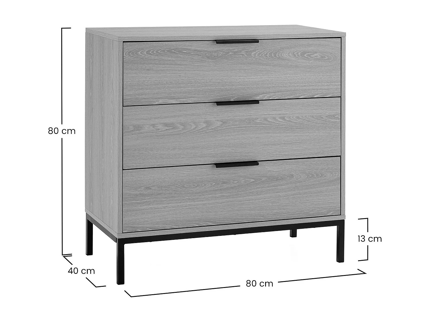 Kommode Auri 3 schubladen Eichenfarbe