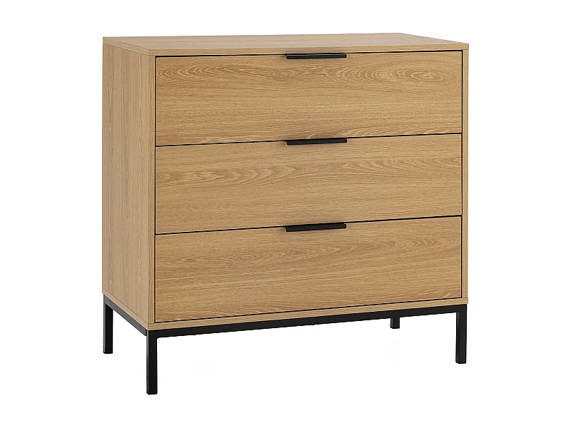 Cómoda de noche Auri 3 cajones color Roble