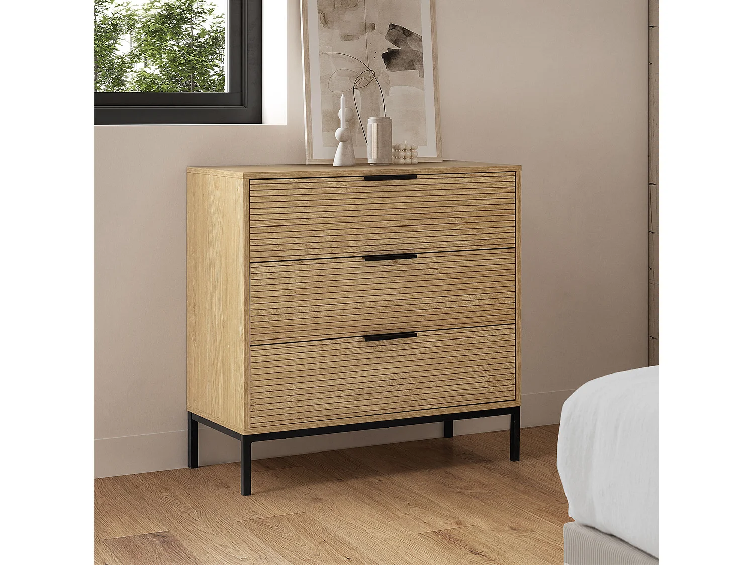 Commode Monica 3 tiroirs couleur Bois
