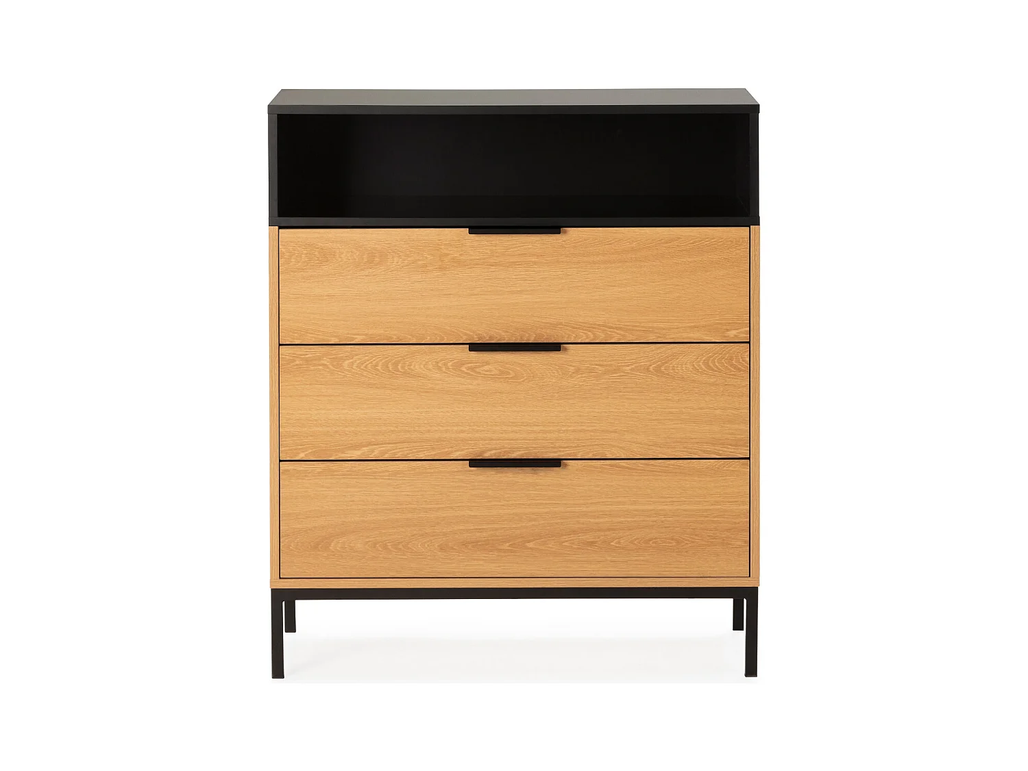 Cómoda de noche Nieve 3 cajones Roble