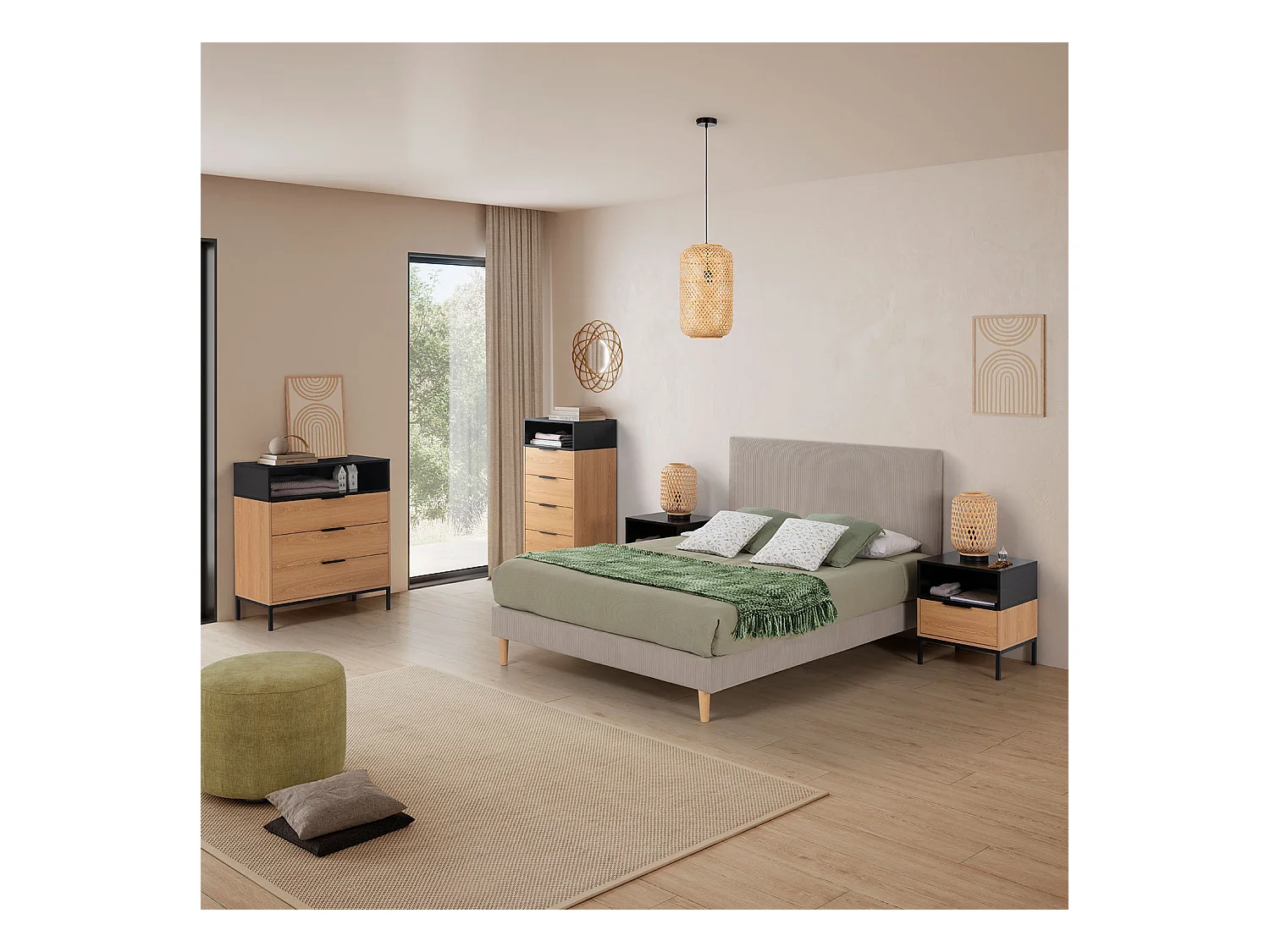 Cómoda de noche Nieve 3 cajones Roble