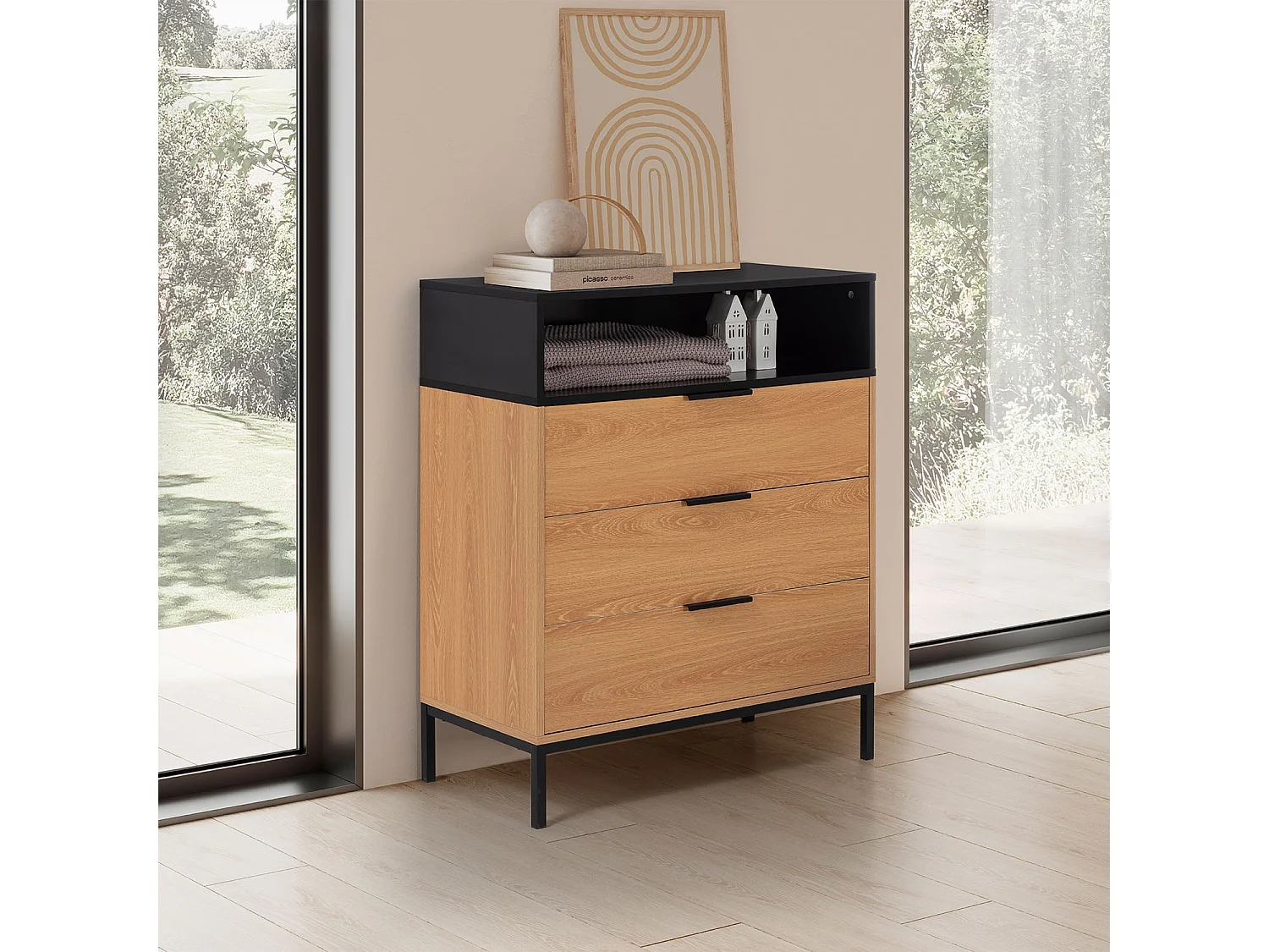 Cassettiera Nieve 3 cassetti colore Rovere