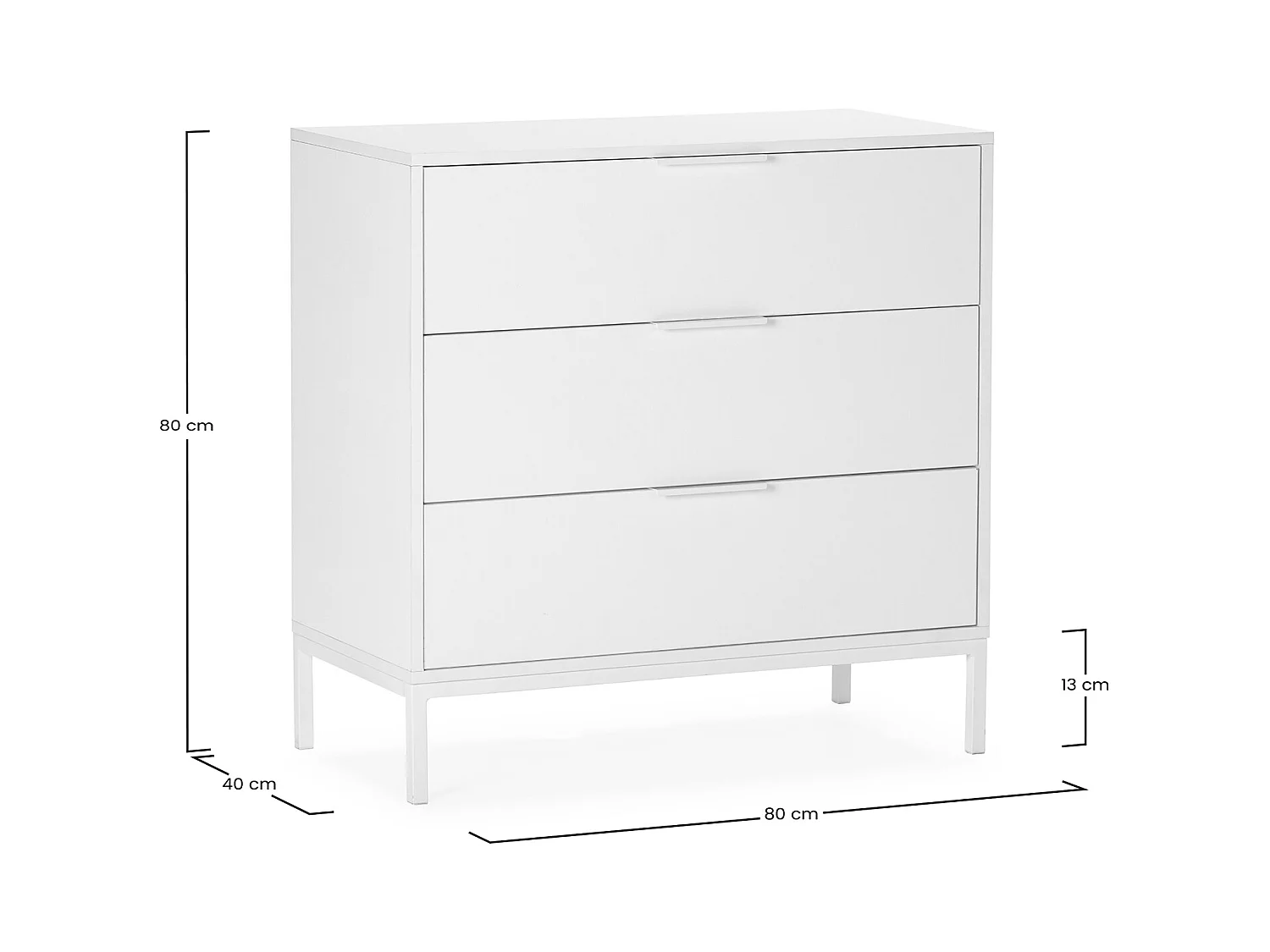 Kommode Auri 3 schubladen Weiß