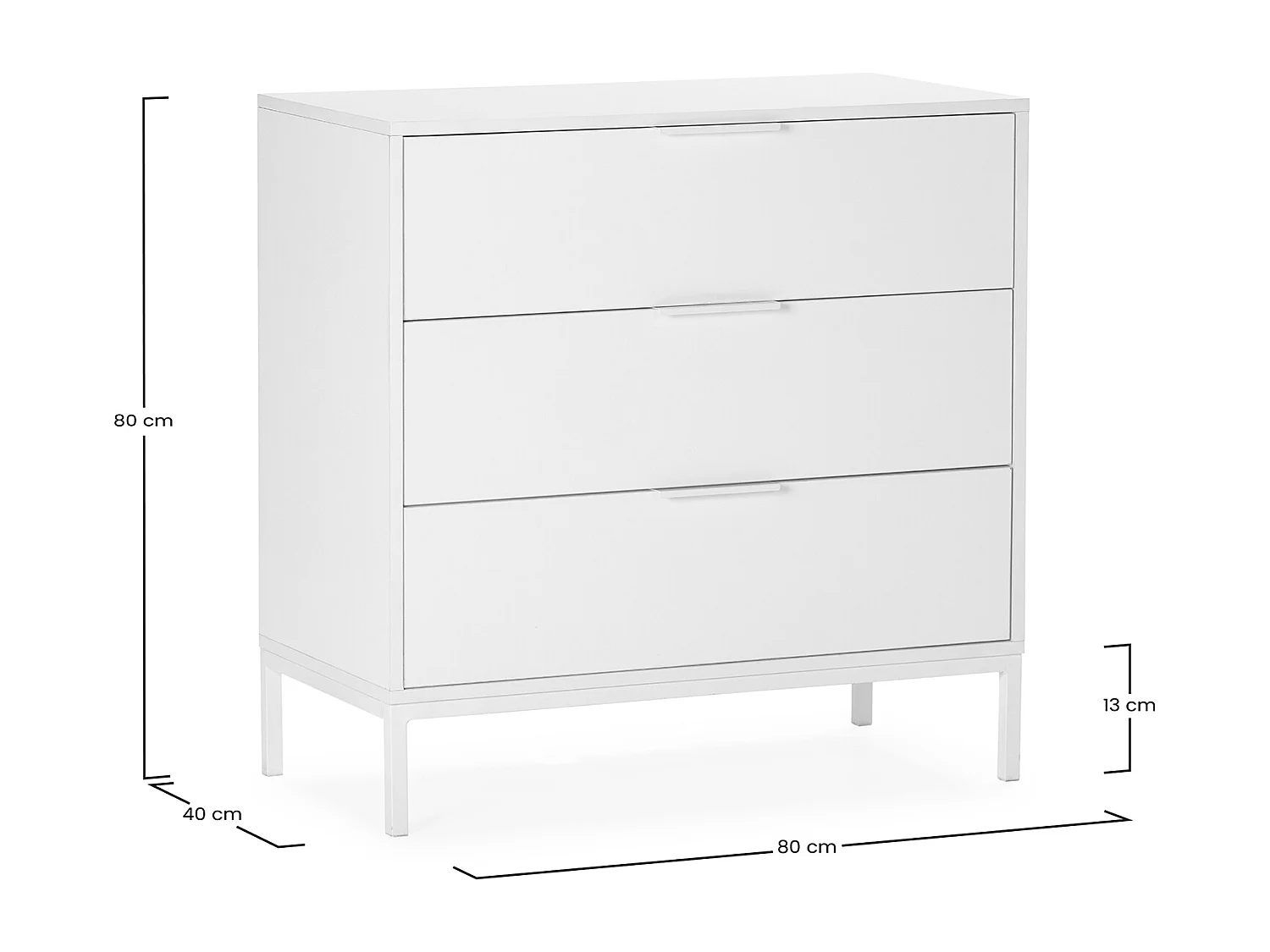 Cassettiera Auri 3 cassetti colore Bianco