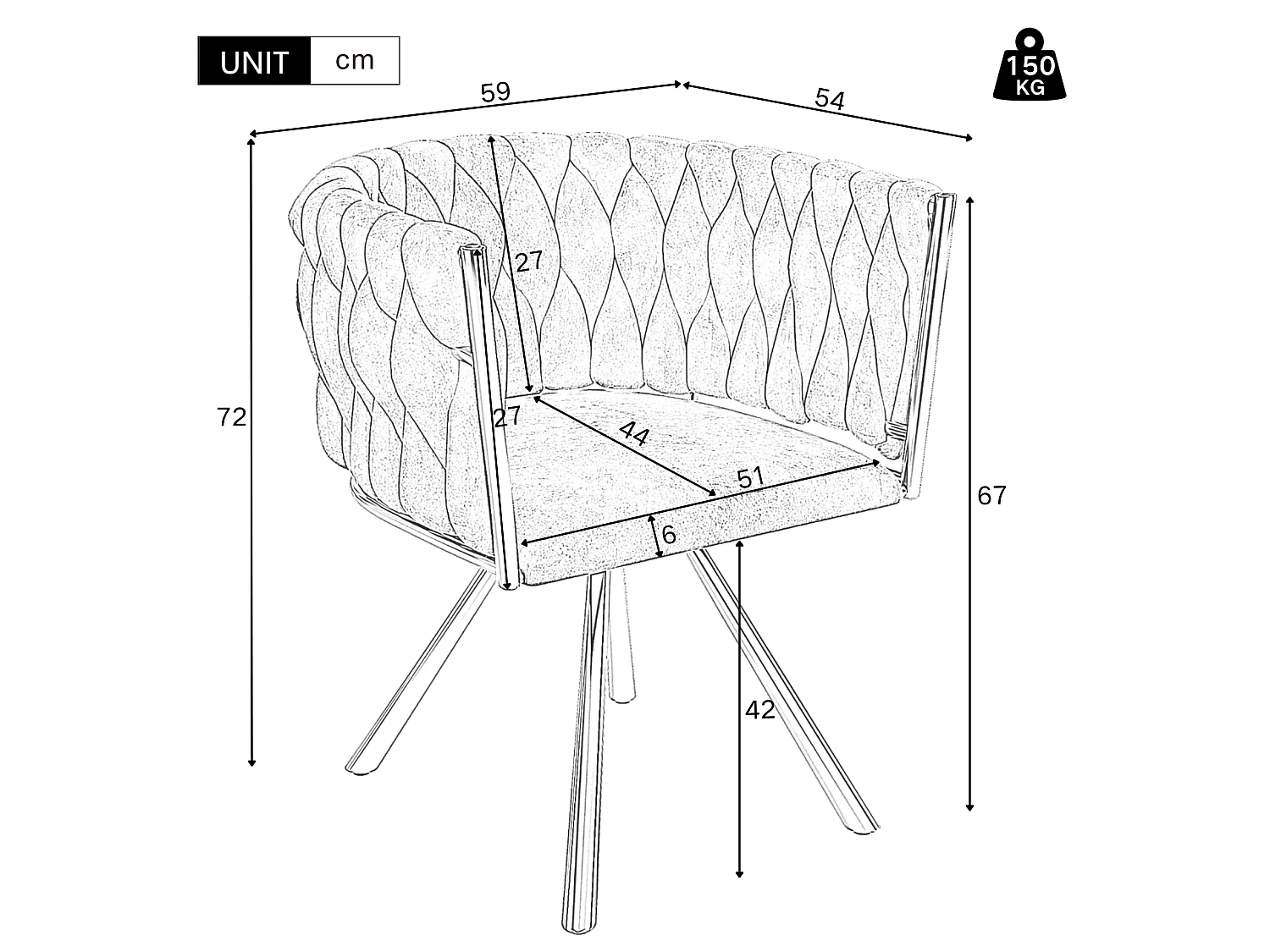 Lot de 4 chaises pivotantes en velours avec accoudoirs - pieds en métal doré - Gris