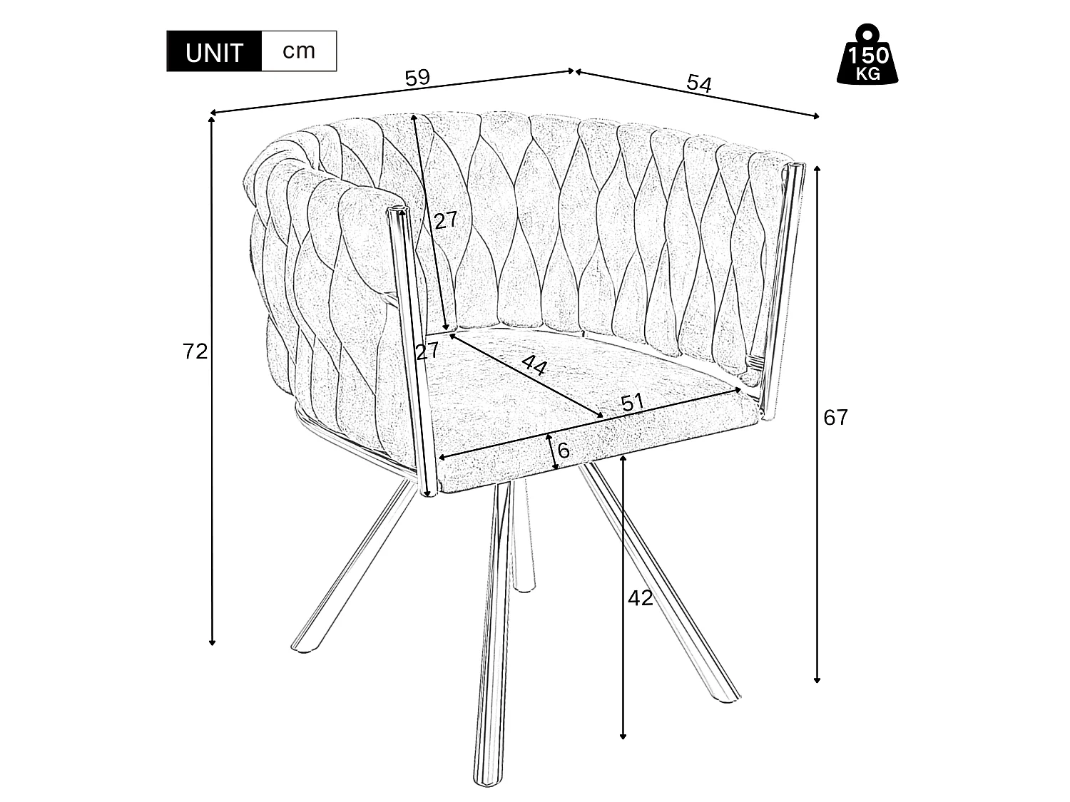 Lot de 4 chaises pivotantes en velours avec accoudoirs - pieds en métal doré - Gris