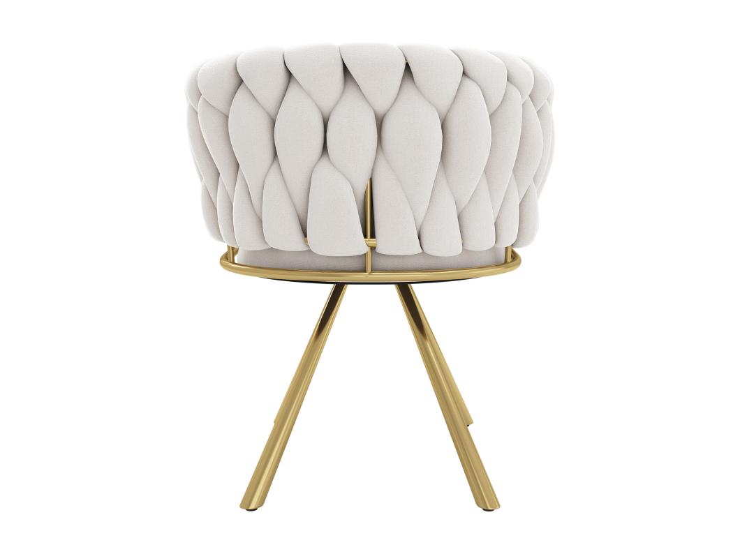Set di 6 sedie girevoli in velluto con braccioli - gambe in metallo dorato - Beige