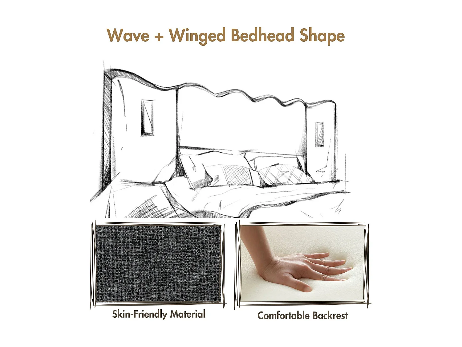 Cama de arrumação em linho 160x200cm - com luz de leitura e função de carregamento - com base de ripas - Cinzento