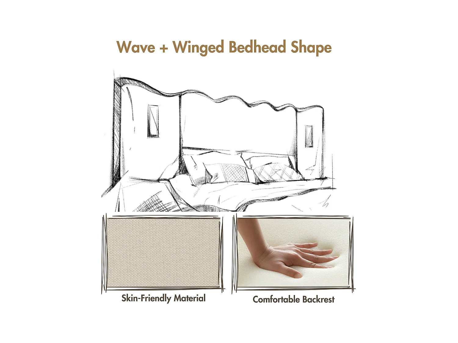 Linnenopbergbed 180x200cm - met leeslampje en laadfunctie - met lattenbodem - Beige