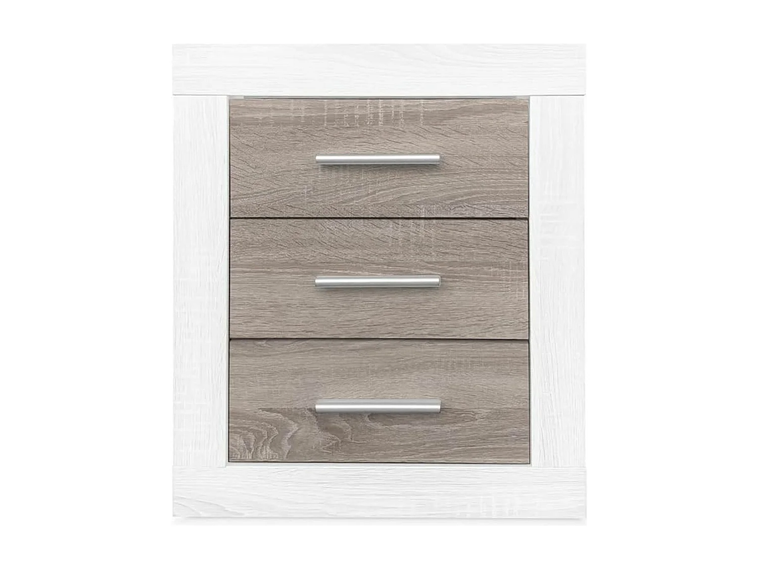 Meyvaser - Mesita de Noche, Mesilla de Dormitorio, Color Pino y Gris, Medidas: 50 cm (Largo) x 34,6 cm (Fondo) x 60 cm (Alto)